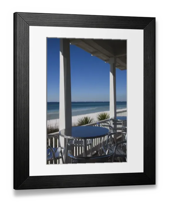 Framed Print : USA, Florida, Florida Panhandle, Seaside, beach pavillion, chairs Framed Print : USA, Florida, Florida Panhandle, Seaside, beach pavillion, chairs