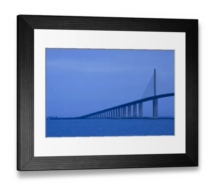 Framed Print : USA, Florida, St. Petersburg Beach, Sunshine Skyway bridge. Tampa Bay, morning Framed Print : USA, Florida, St. Petersburg Beach, Sunshine Skyway bridge. Tampa Bay, morning
