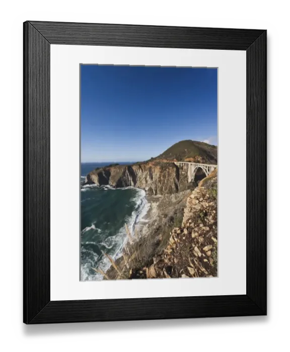Framed Print : USA, California, Central Coast, Big Sur Area, coastal view with the Bixby Bridge