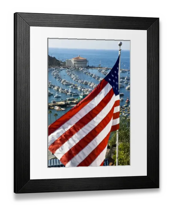 Framed Print : USA, Catalina Island. This is the famous spot to photograph Avalon harbor. A house