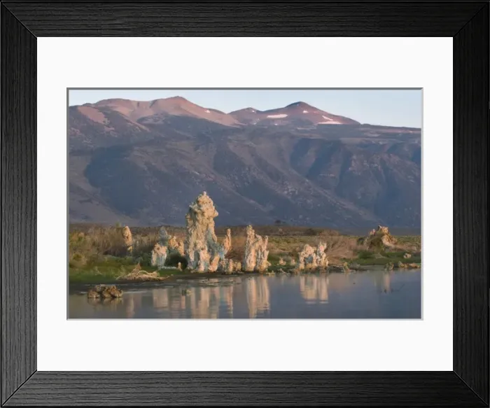 Framed Print : Evening light over Tufa formations on Mono Lake, Mono Basin, INYO National Forest