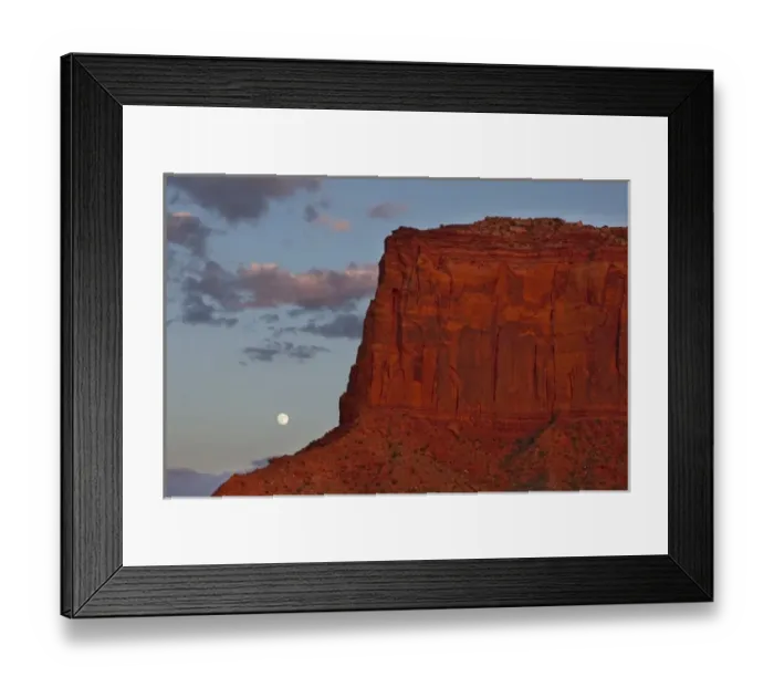 Framed Print : USA, Arizona, Monument Valley Navajo Tribal Park, Full moon rises behind red sandstone Framed Print : USA, Arizona, Monument Valley Navajo Tribal Park, Full moon rises behind red sandstone
