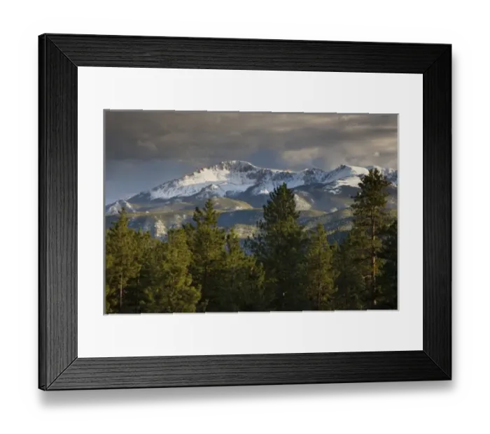 Framed Print : USA, Colorado, Pikes Peak. Dark storm clouds hover over mountain Framed Print : USA, Colorado, Pikes Peak. Dark storm clouds hover over mountain