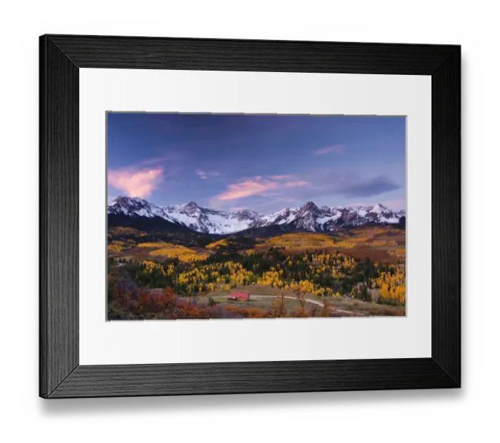 Framed Print : USA, Colorado, Rocky Mountains, San Juan Mountains. A picturesque ranch in fall