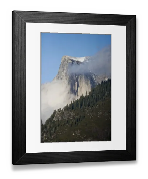 Framed Print : Clouds and fog gather around Half Dome - Yosemite National Park, California Framed Print : Clouds and fog gather around Half Dome - Yosemite National Park, California