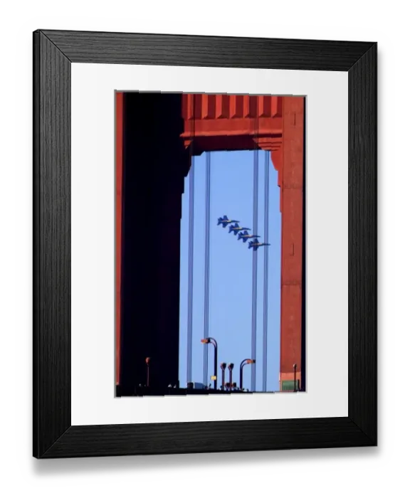 Framed Print : Blue Angels As Seen In Flight Through the Golden Gate Bridge