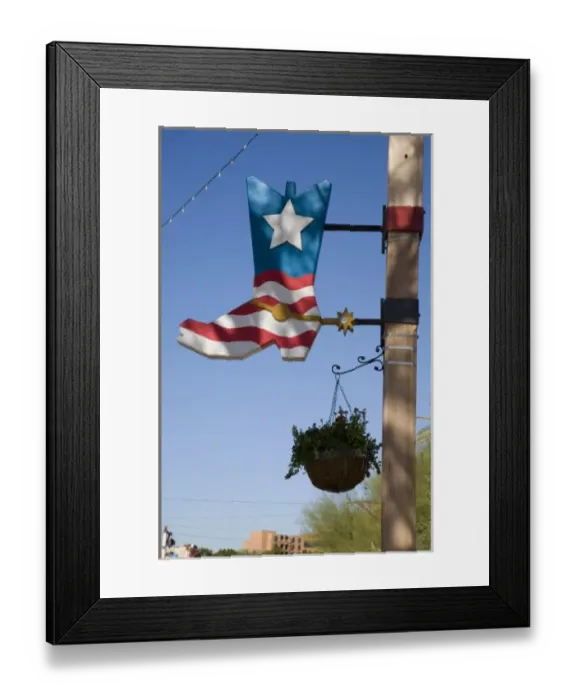 Framed Print : AZ, Arizona, Scottsdale, Old Town Scottsdale, boot sign Framed Print : AZ, Arizona, Scottsdale, Old Town Scottsdale, boot sign