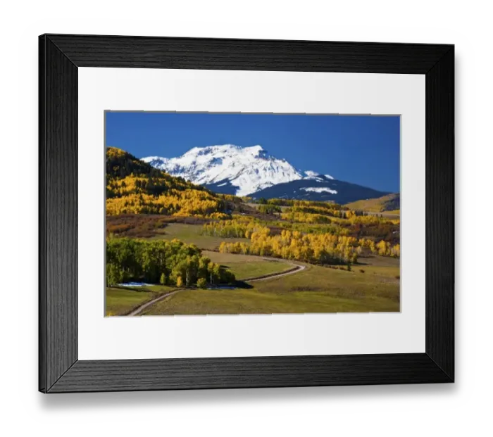 Framed Print : USA, Colorado, Last Dollar Road Leading to Mt. Wilson with Autumn Color Framed Print : USA, Colorado, Last Dollar Road Leading to Mt. Wilson with Autumn Color