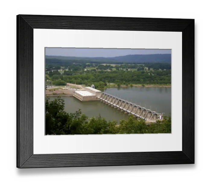 Framed Print : A hydroelectric dam, part of the Ozark Lake Project on the Arkansas River at Ozark, Arkansas Framed Print : A hydroelectric dam, part of the Ozark Lake Project on the Arkansas River at Ozark, Arkansas