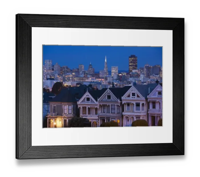 Framed Print : USA, California, San Francisco, The Haight, houses at Alamo Square, dusk Framed Print : USA, California, San Francisco, The Haight, houses at Alamo Square, dusk