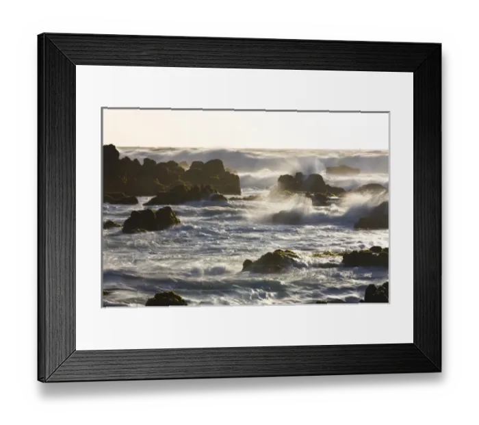 Framed Print : Waves crashing on the rocky California coast near Monterey, California Framed Print : Waves crashing on the rocky California coast near Monterey, California