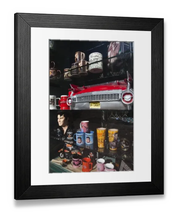 Framed Print : USA, Arizona, Williams. Rt. 66 Town, Elvis and other souvenirs Framed Print : USA, Arizona, Williams. Rt. 66 Town, Elvis and other souvenirs