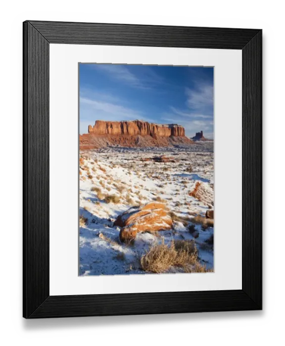Framed Print : USA, Arizona, Monument Valley Navajo Tribal Park. Monument Valley in the snow, morning Framed Print : USA, Arizona, Monument Valley Navajo Tribal Park. Monument Valley in the snow, morning