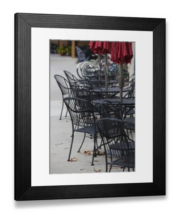 Framed Print : USA, Florida, Celebration, cafe tables