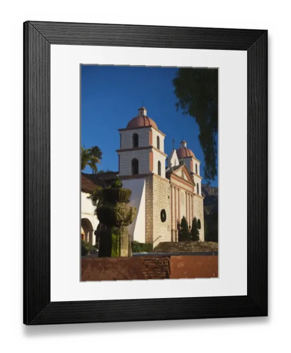 Framed Print : USA, California, Southern California, Santa Barbara, Mission Santa Barbara, dawn
