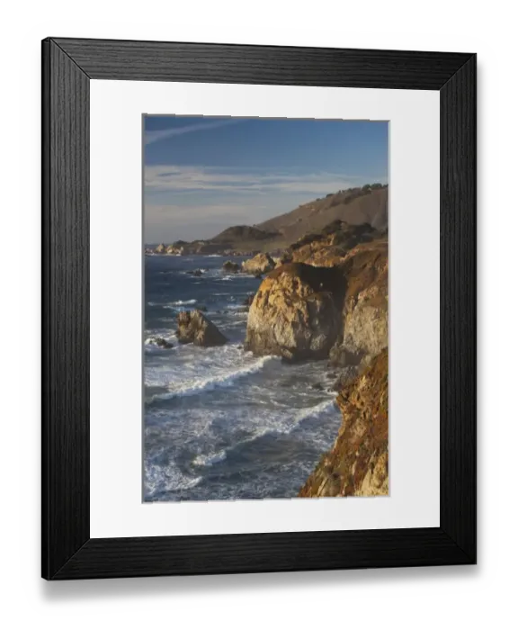 Framed Print : USA, California, Central Coast, Big Sur Area, coastal view by Castle Rock, sunset