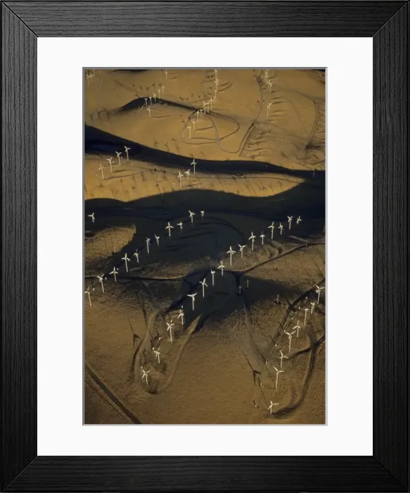 Framed Print : USA, California, Altamont Pass, aerial of wind generators on dry hillside Framed Print : USA, California, Altamont Pass, aerial of wind generators on dry hillside