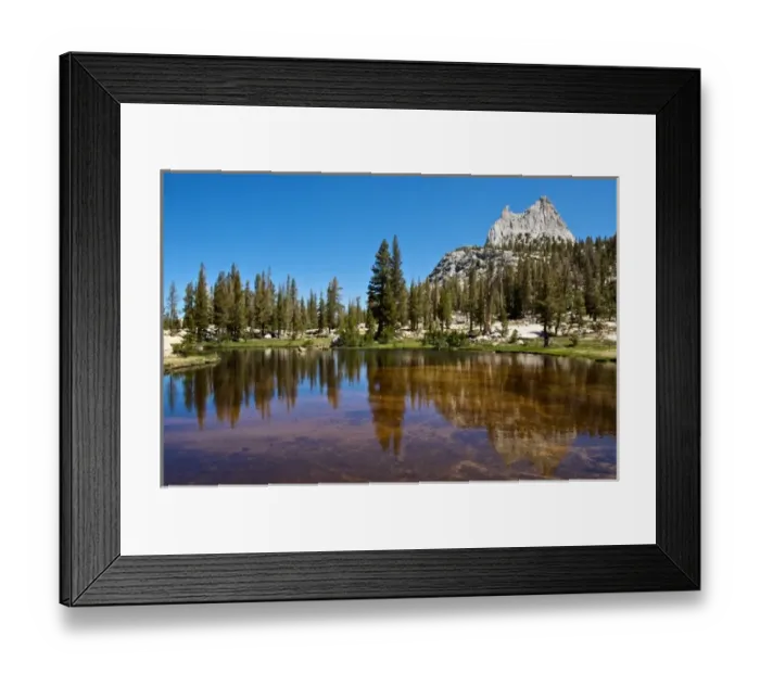 Framed Print : USA, California, Yosemite National Park. Cathedral Peak reflected in a glacial tarn