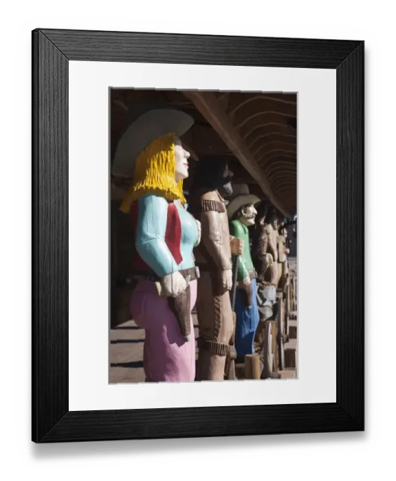 Framed Print : USA, Arizona, Williams. Rt. 66 Town, Western-Themed Wood Sculptures Framed Print : USA, Arizona, Williams. Rt. 66 Town, Western-Themed Wood Sculptures