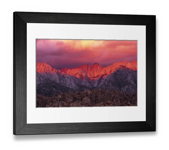 Framed Print : USA, California, Alabama Hills. Clearing storm at sunrise over Mount Whitney Framed Print : USA, California, Alabama Hills. Clearing storm at sunrise over Mount Whitney