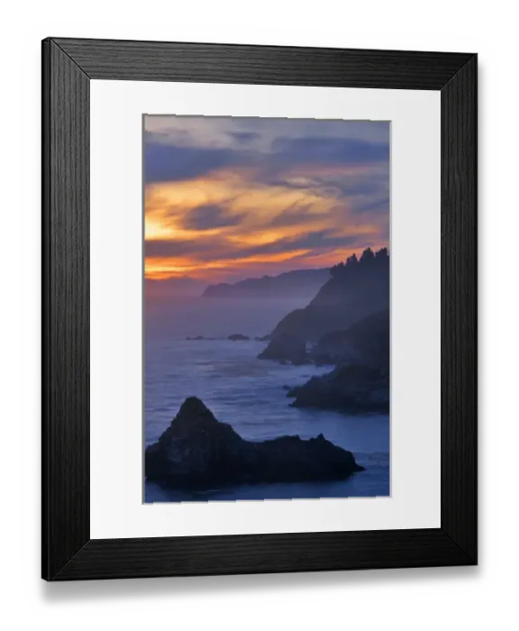 Framed Print : USA, California, Big Sur. Coastal scene at sunset from Julia Pfeiffer Burns State Park