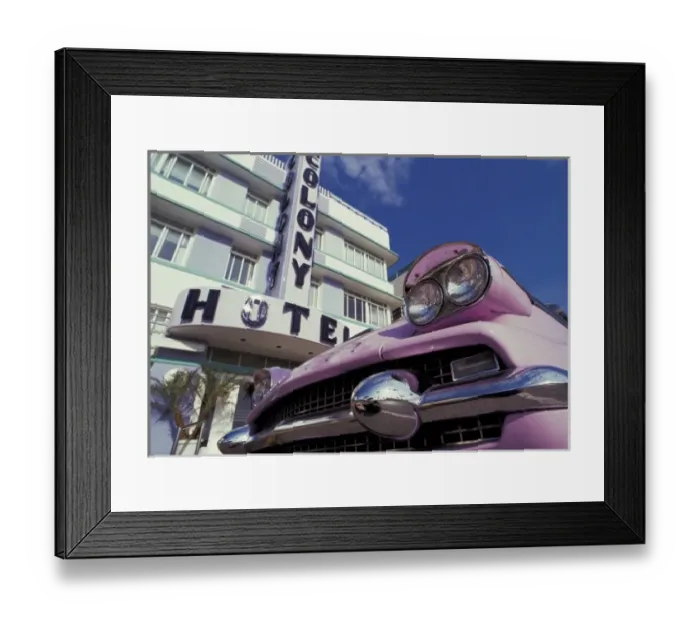Framed Print : USA, Florida, Miami. 50s car on South Beach