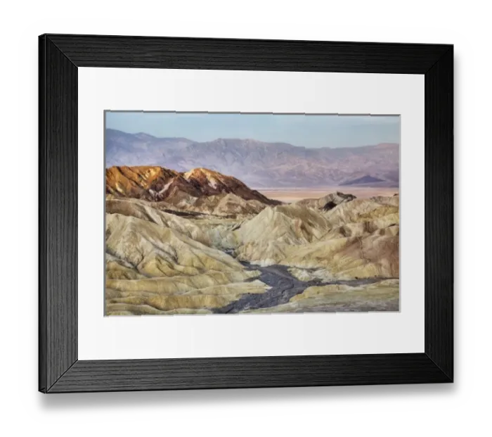 Framed Print : CA, Death Valley NP, Amargosa Range at Zabriskie Point with Panamint Range in background Framed Print : CA, Death Valley NP, Amargosa Range at Zabriskie Point with Panamint Range in background