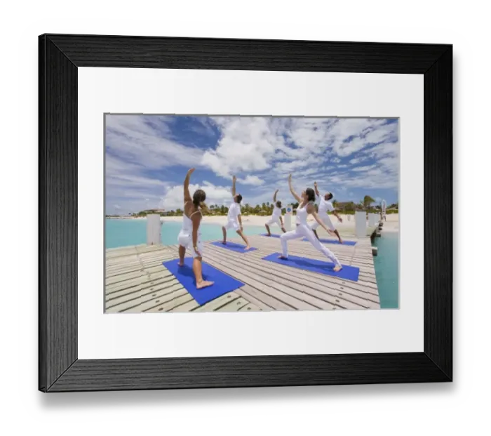 Framed Print : Yoga on the dock in the Caribbean. (MR) Framed Print : Yoga on the dock in the Caribbean. (MR)