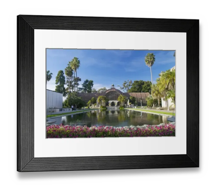 Framed Print : The Botanical Building and Reflection Pond in the El Prado area of Balboa Park, San Diego