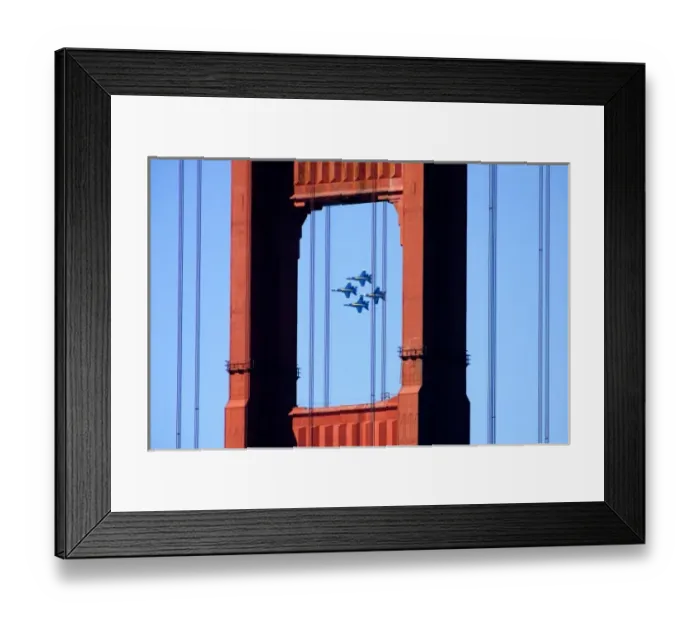 Framed Print : Blue Angels As Seen In Flight Through the Golden Gate Bridge