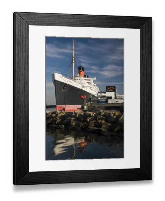 Framed Print : USA, California, Long Beach. Queen Mary ocean liner museum and Russian submarine Scorpion Framed Print : USA, California, Long Beach. Queen Mary ocean liner museum and Russian submarine Scorpion