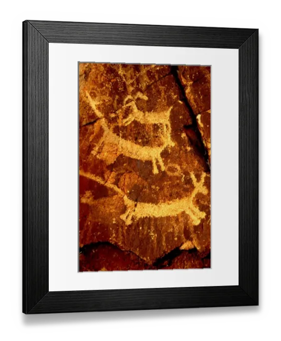 Framed Print : USA, California, Little Petroglyph Canyon, Ridgecrest. Wall of ancient petroglyph rock carvings Framed Print : USA, California, Little Petroglyph Canyon, Ridgecrest. Wall of ancient petroglyph rock carvings