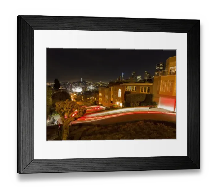 Framed Print : Lombard Street at night in San Francisco, California, USA Framed Print : Lombard Street at night in San Francisco, California, USA