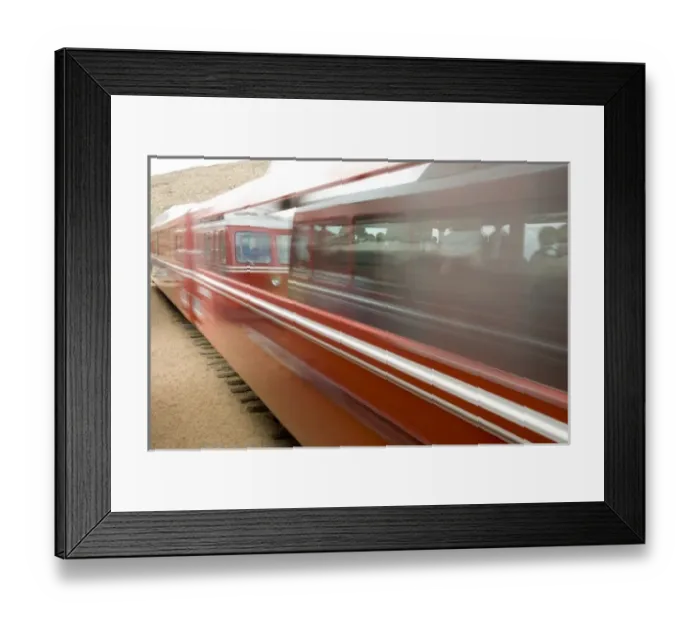 Framed Print : Colorado, Colorado Springs. Pikes Peak Cog Railway. Views from the train, cog cars passing