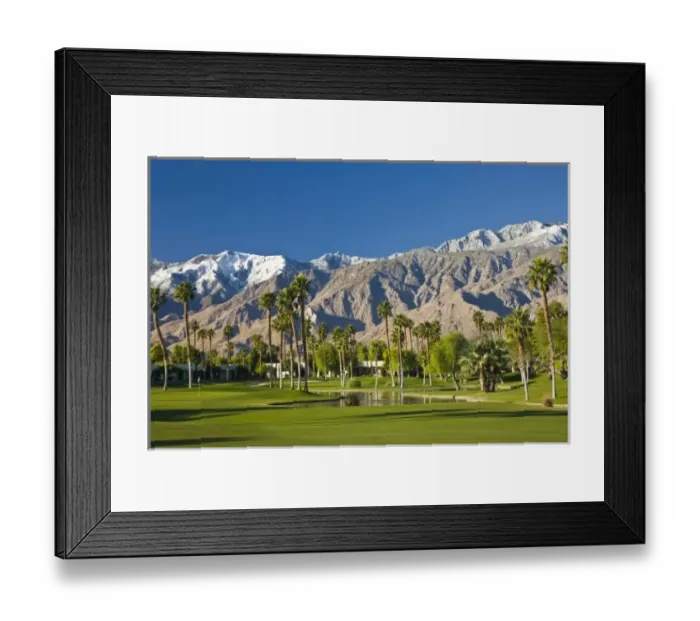 Framed Print : USA, California, Palm Springs. Desert Princess Golf Course and Mountains, winter Framed Print : USA, California, Palm Springs. Desert Princess Golf Course and Mountains, winter