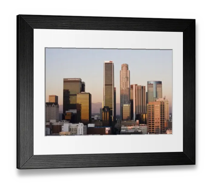 Framed Print : USA, California, Los Angeles. Aerial view of downtown from West 11th Street, sunset Framed Print : USA, California, Los Angeles. Aerial view of downtown from West 11th Street, sunset