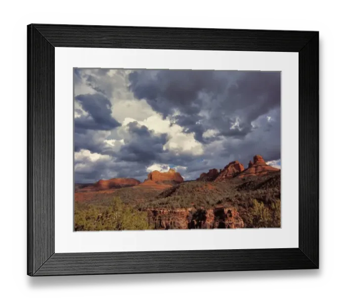 Framed Print : USA, Arizona, Oak Creek Canyon. An early spring storm passes over the red rock monoliths Framed Print : USA, Arizona, Oak Creek Canyon. An early spring storm passes over the red rock monoliths