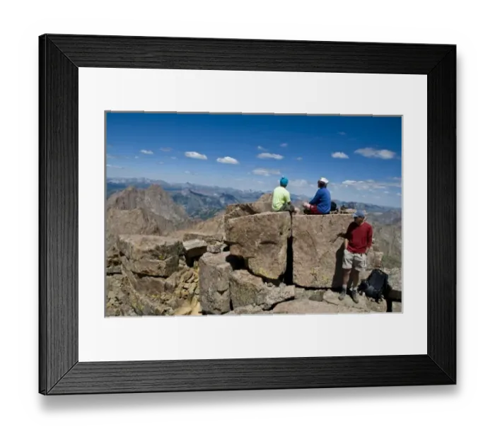 Framed Print : Cilmbers at summit of Windom Peak, Weminuche Wilderness, Needle Range, San Juan National Forest Framed Print : Cilmbers at summit of Windom Peak, Weminuche Wilderness, Needle Range, San Juan National Forest