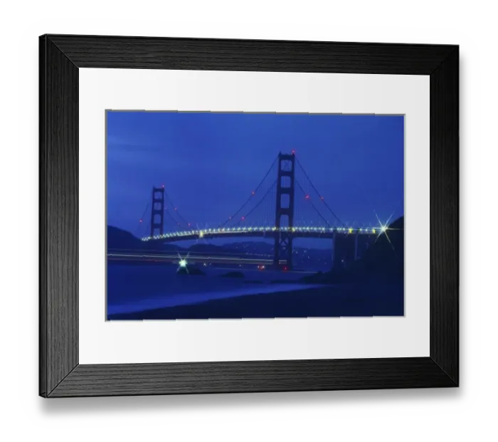 Framed Print : USA, California, San Francisco. Golden Gate Bridge at night