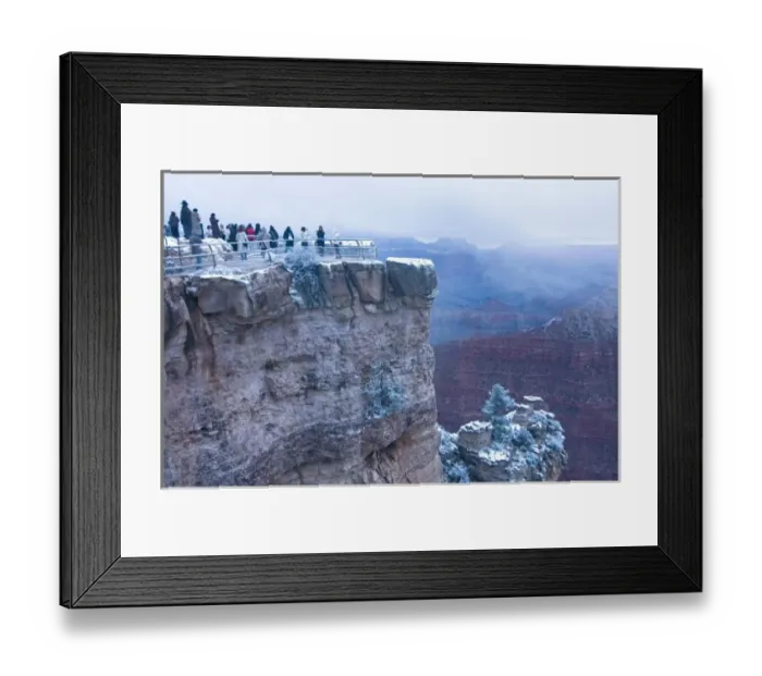 Framed Print : Scenic snowy winter landscape along the south rim of the majestic Grand Canyon at sunrise Framed Print : Scenic snowy winter landscape along the south rim of the majestic Grand Canyon at sunrise