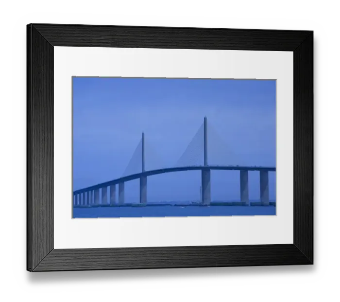 Framed Print : USA, Florida, St. Petersburg Beach, Sunshine Skyway bridge. Tampa Bay, morning Framed Print : USA, Florida, St. Petersburg Beach, Sunshine Skyway bridge. Tampa Bay, morning