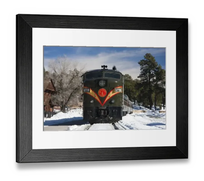 Framed Print : USA, Arizona, Grand Canyon National Park. Grand Canyon Village, Grand Canyon Tourist Train