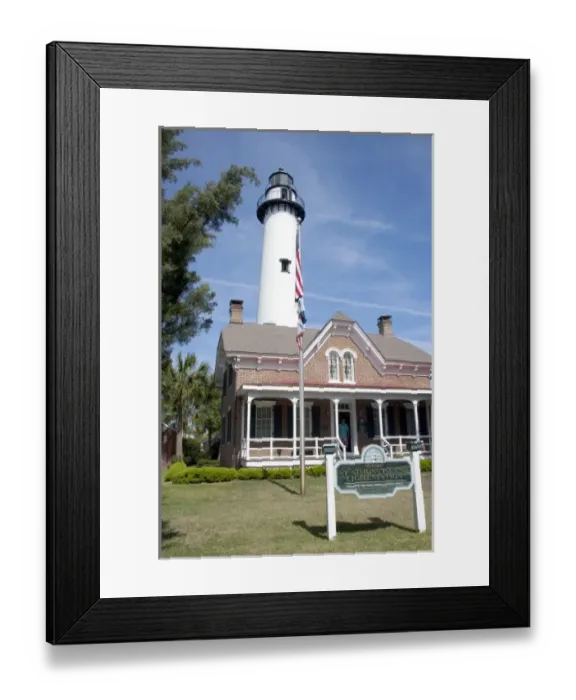 Framed Print : Georgia, St. Simons Island. Historic St. Simons Island Lighthouse, c. 1872. (MR) Framed Print : Georgia, St. Simons Island. Historic St. Simons Island Lighthouse, c. 1872. (MR)