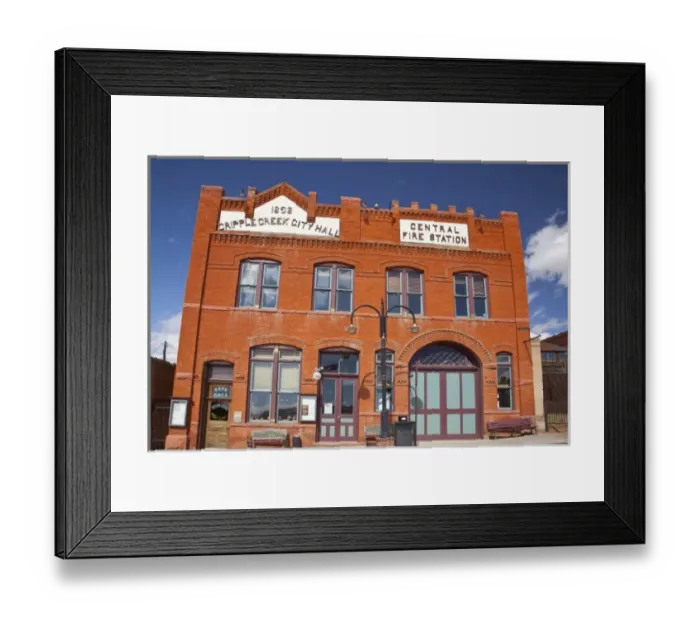Framed Print : USA, Colorado, Cripple Creek, City Hall and Fire Station