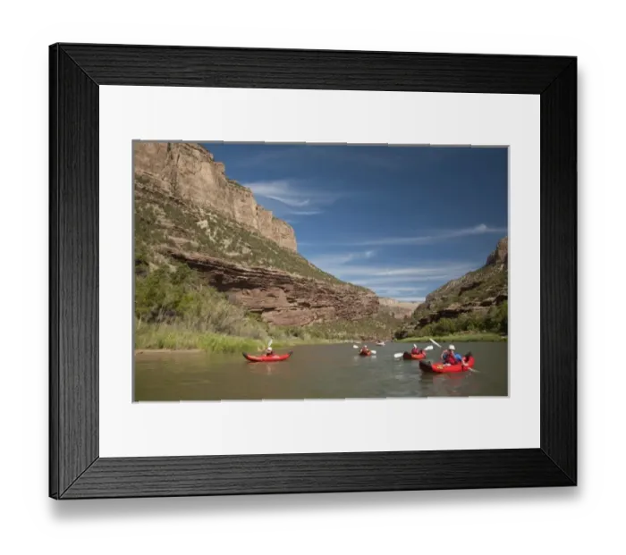 Framed Print : USA, Colorado, Dinosaur National Monument, Green River, children in kayaks. (MR) Framed Print : USA, Colorado, Dinosaur National Monument, Green River, children in kayaks. (MR)