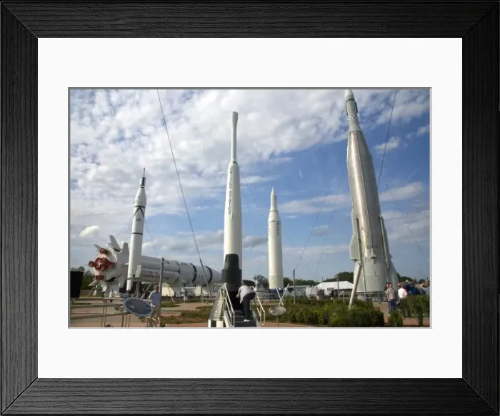 Framed Print : Rocket Garden at the Kennedy Space Center Visitor Complex in Cape Canaveral, Florida Framed Print : Rocket Garden at the Kennedy Space Center Visitor Complex in Cape Canaveral, Florida