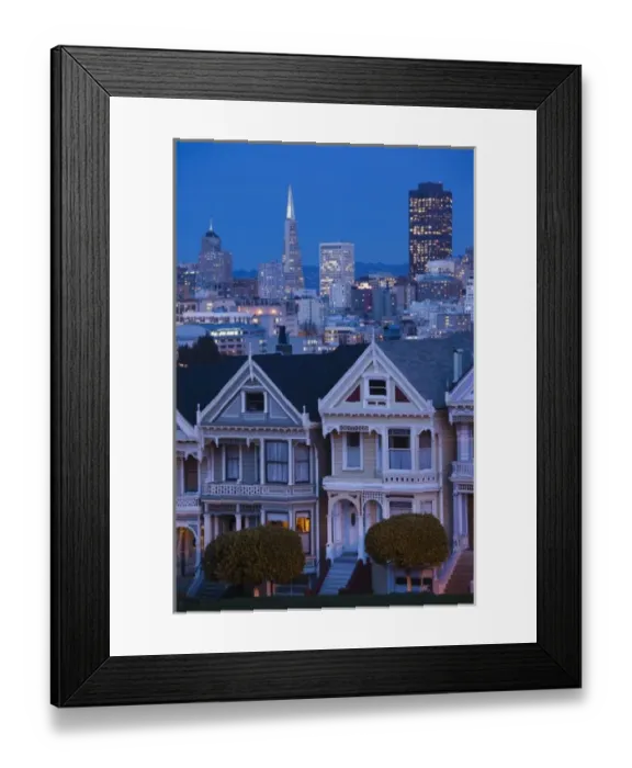 Framed Print : USA, California, San Francisco, The Haight, houses at Alamo Square, dusk Framed Print : USA, California, San Francisco, The Haight, houses at Alamo Square, dusk
