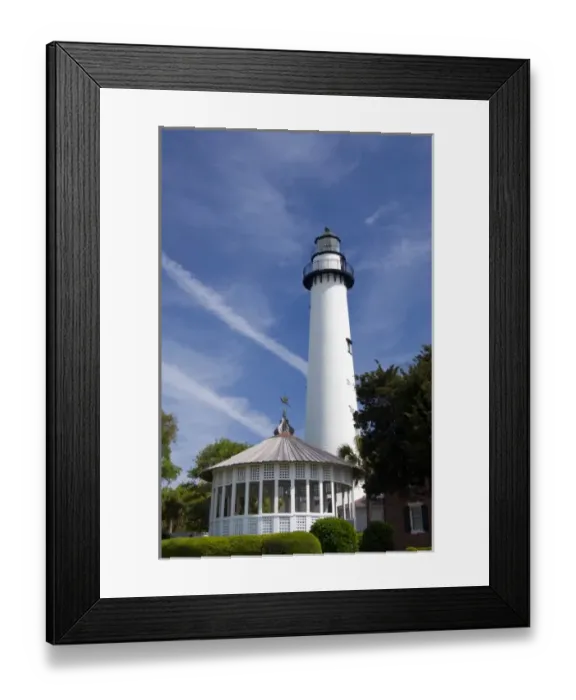 Framed Print : Georgia, St. Simons Island. Historic St. Simons Island Lighthouse, c. 1872