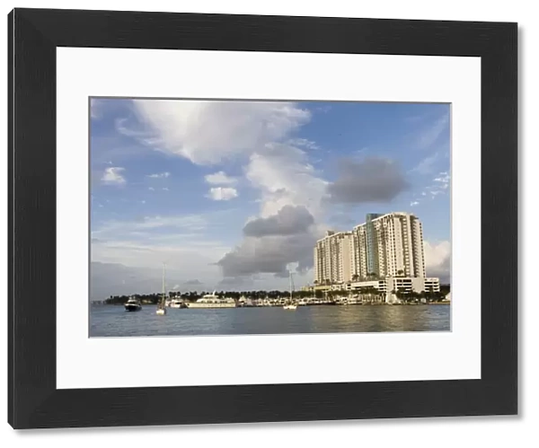USA, Florida, North Miami Beach: View of Condo Towers and Biscayne Bay