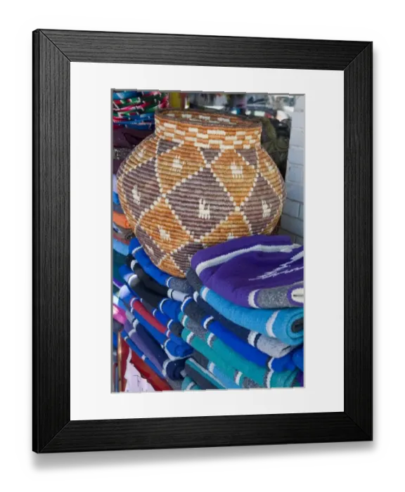 Framed Print : AZ, Arizona, Scottsdale, Old Town Scottsdale, Mexican imports, basket and blankets Framed Print : AZ, Arizona, Scottsdale, Old Town Scottsdale, Mexican imports, basket and blankets